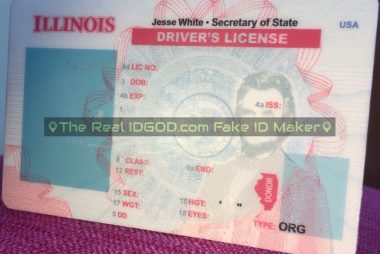 Illinois fake id template with optical variable ink.