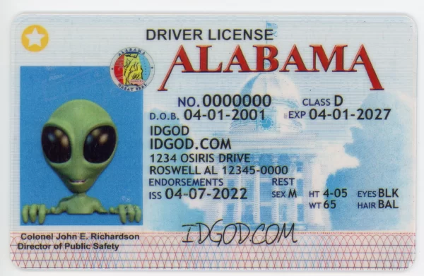 Alabama fake id card.