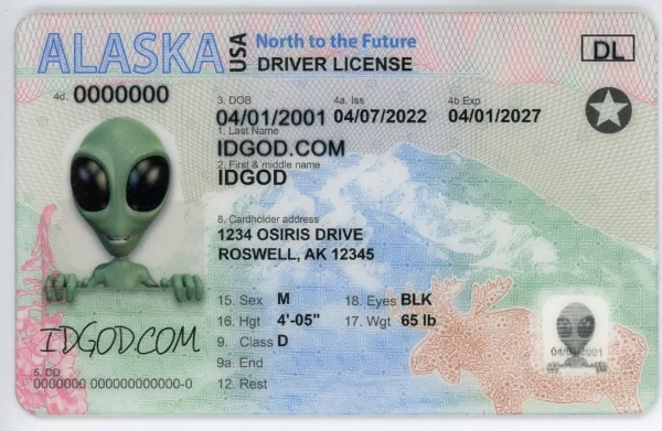 Alaska fake id card.