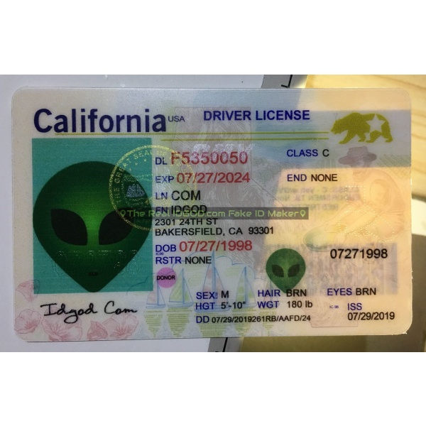 California fake id perforated design.
