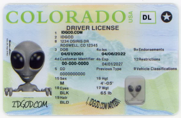 Colorado fake id card.