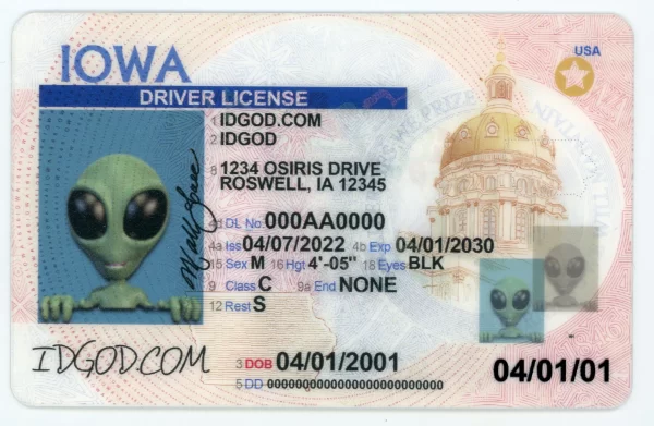 Iowa fake id card.
