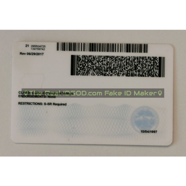 Iowa scannable fake id card backside