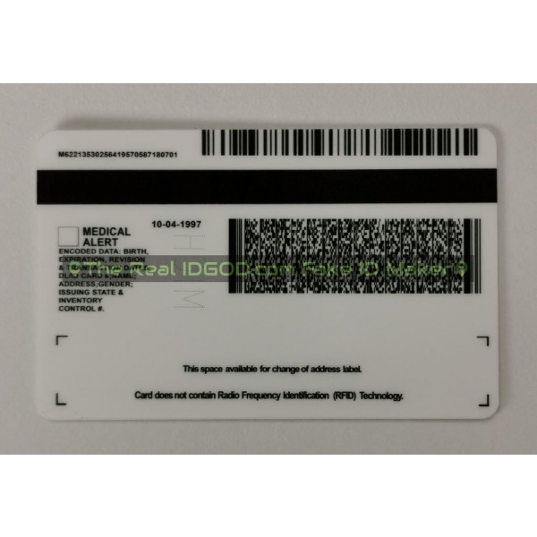 Michigan scannable fake id card backside