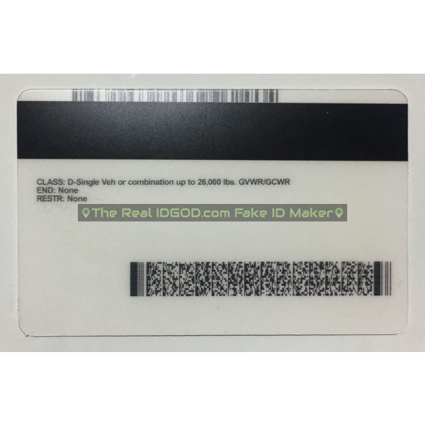 Minnesota scannable fake id card backside