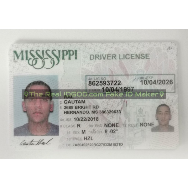 Mississippi fake id card made by IDGod