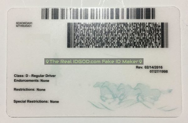 Montana scannable fake id card backside