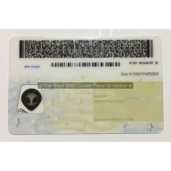 New York scannable fake id card backside