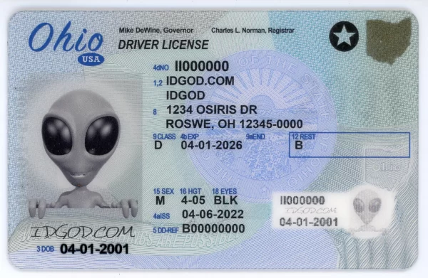 Ohio fake id card.