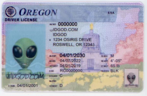 Oregon fake id card.