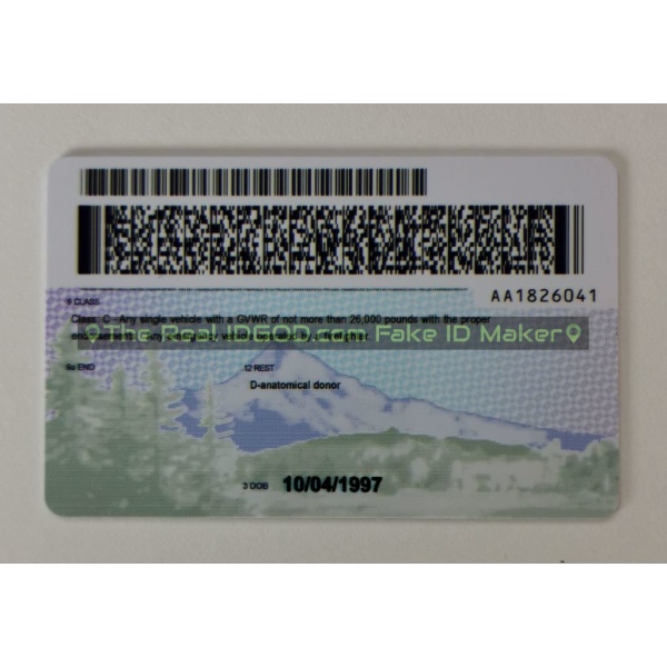 Oregon scannable fake id card backside