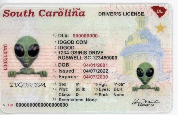 South Carolina fake id card.