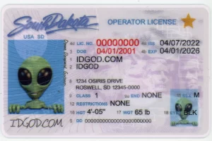 South Dakota fake id card.