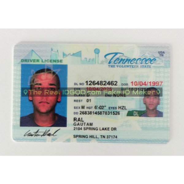 Tennessee fake id card made by IDGod