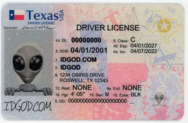 Texas fake id card.