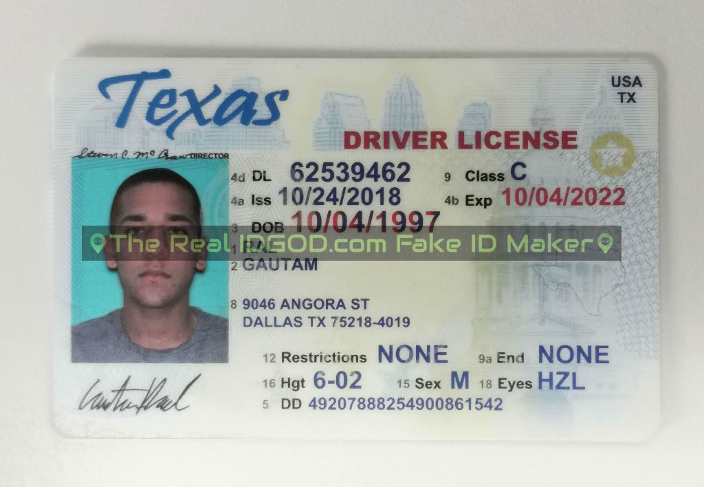 Texas fake id card made by IDGod