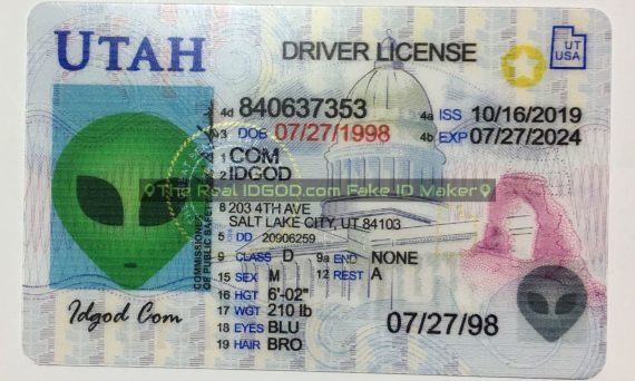 Utah fake id card made by IDGod