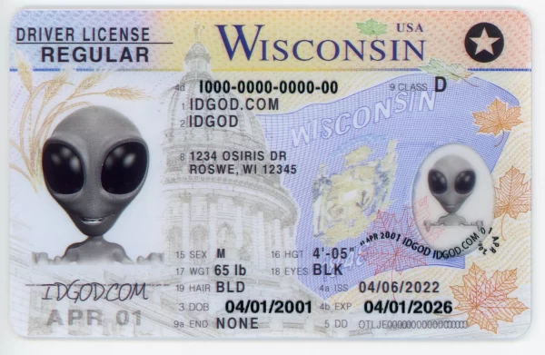 Wisconsin fake id card.