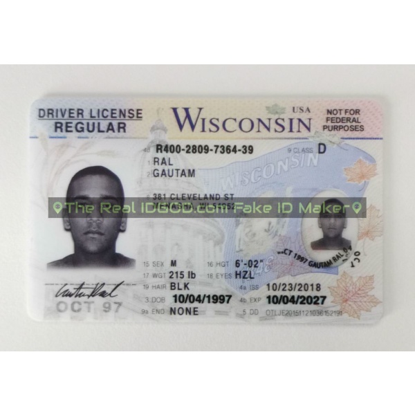 Wisconsin fake id card made by IDGod